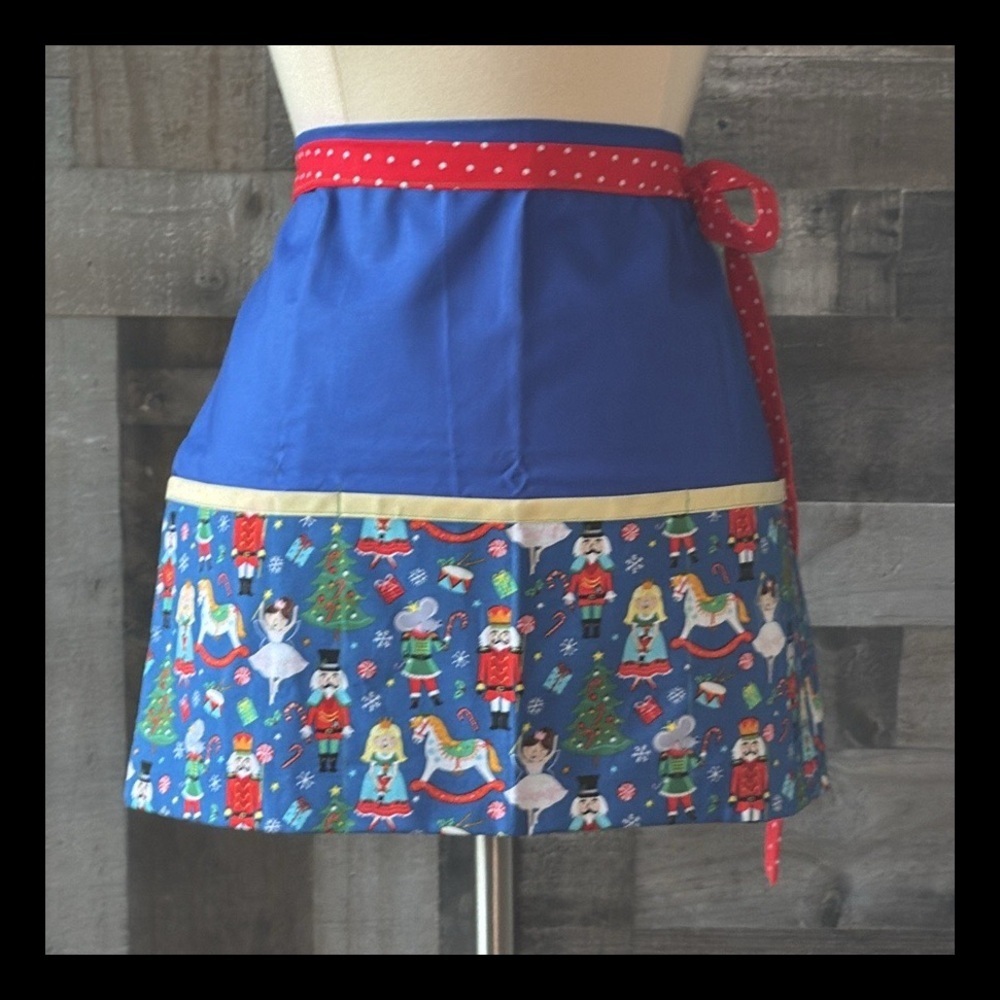Handmade blue Nutcracker apron OS balletcore Christmas holiday party cooking